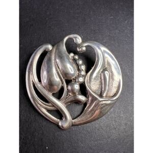 Vintage 1940s VIKING CRAFT Sterling Silver CALLA LILLY BROOCH